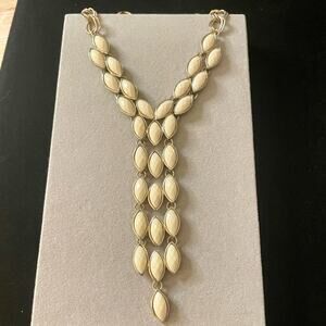 Y2K Era Cream Gold Tone Y Drop Statement Choker Necklace